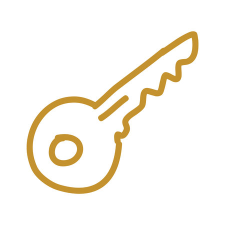 Doodle Golden Car Key Line Iconのイラスト素材