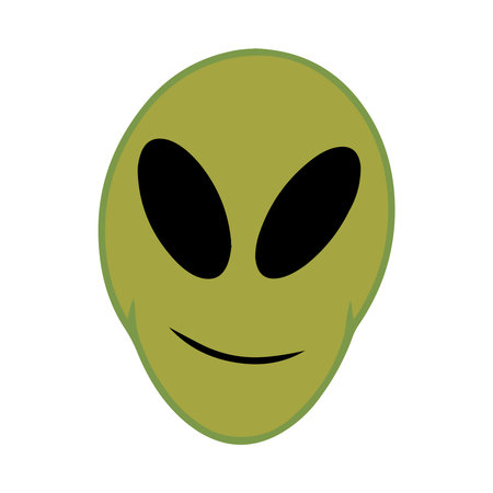 Hand Drawn Green Alien Face Icon
