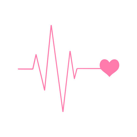 Pink Heartbeat Line with Heart Symbol for Medical and Love Themesのイラスト素材