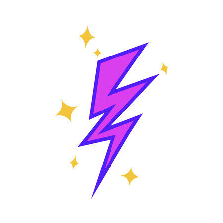 Purple Lightning Bolt with Yellow Star Burstsのイラスト素材