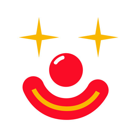 Whimsical Clown with Star Eyes, Red Nose, and Cheerful Smile for Celebrationsのイラスト素材