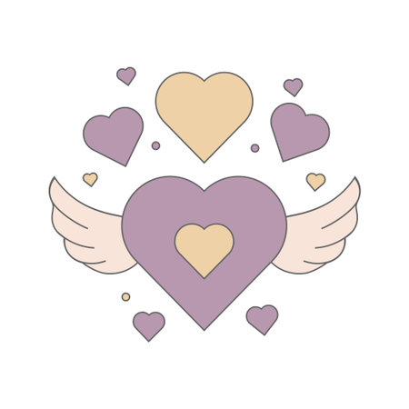 Winged Heart with Decorative Floating Shapes in Pastel Tonesのイラスト素材