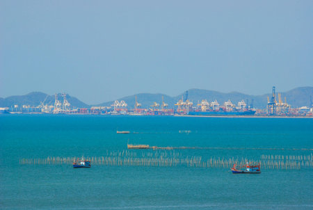 industrial sea portの写真素材