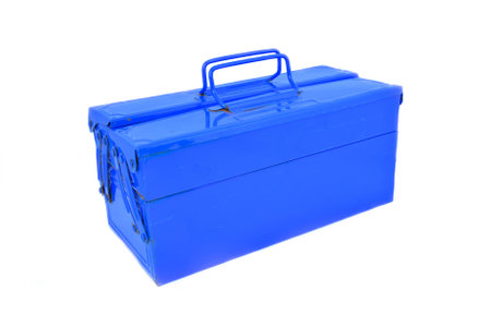 blue mechanical tool boxの写真素材