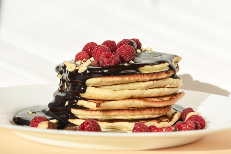 Pancake with chocolateの写真素材