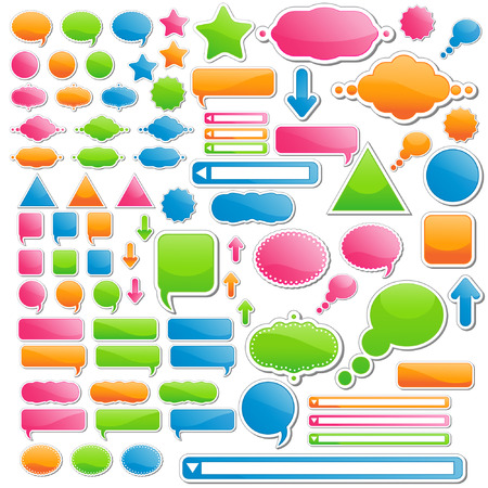 Variety of Stickers and Icons; All of Them Come in 4 Delicious Candy Colorsのイラスト素材