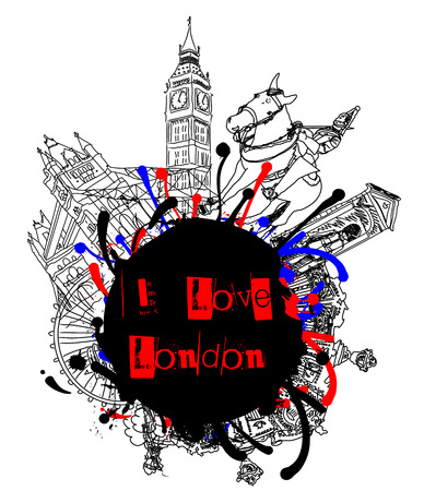 I Love London Grungeのイラスト素材