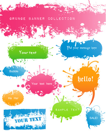 Variety of Modern Colored Grungy and Floral Bannersのイラスト素材