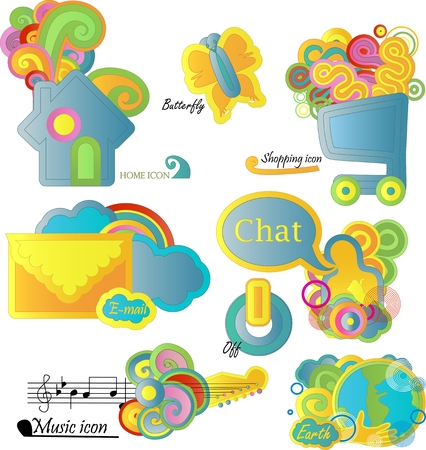 Shiny set of 8 iconsのイラスト素材