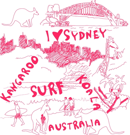 Sydney and Australia Doodlesのイラスト素材
