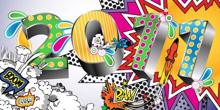 2011 in a Colorful Comic Book Style のイラスト素材