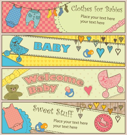 Four colorful baby banners with copy-space.のイラスト素材