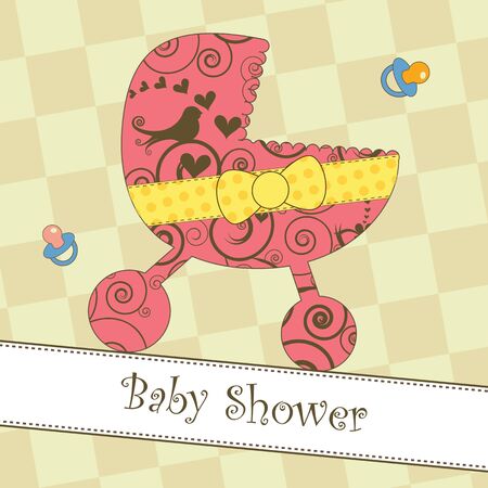 Card with a pink strollerのイラスト素材