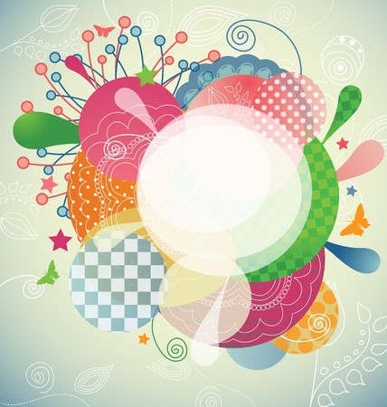 Modern frame with abstract shapes and swirlsのイラスト素材