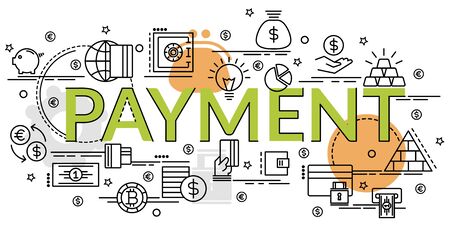 Flat colorful design concept of Payment. Infographic idea of ??making creative products.Template for website banner, flyer and poster.のイラスト素材
