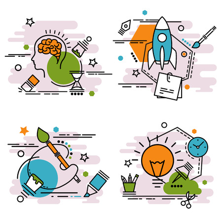 Colorful icons for website, mobile, app design and print vector illustration setのイラスト素材