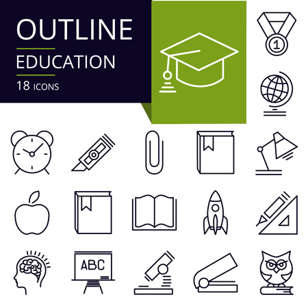 Modern education icons for website, mobile, app design and print vector illustration setのイラスト素材