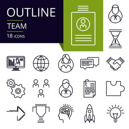 Modern team icons for website, mobile, app design and print vector illustration setのイラスト素材