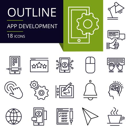Set of outline icons of APP Development.
Modern icons for website, mobile, app design and print. のイラスト素材