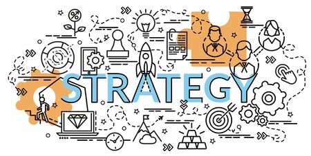 Flat colorful design concept for Strategy. Infographic idea of making creative products.のイラスト素材