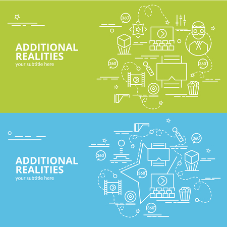 Flat colorful design concept for Additional realities. Infographic idea of making creative products.
Template for website banner, flyer and poster.のイラスト素材