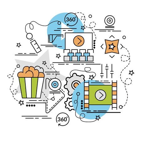 Flat colorful design concept for Additional realities. Infographic idea of making creative products.
Template for website banner, flyer and poster.のイラスト素材