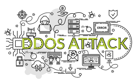 Flat colorful design concept for Ddos Attack. Infographic idea of making creative products.
Template for website banner, flyer and poster.のイラスト素材