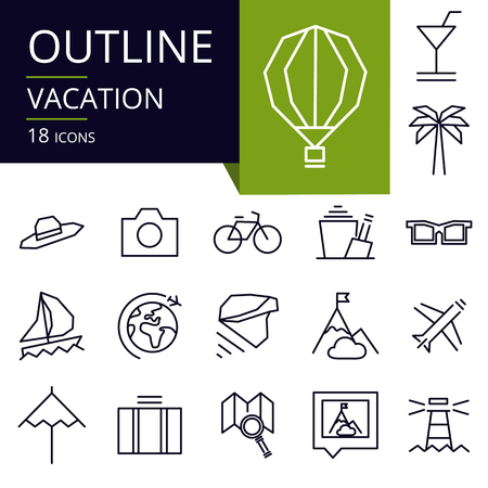 Set of outline icons of Vacation.
Modern icons for website, mobile, app design and print.のイラスト素材