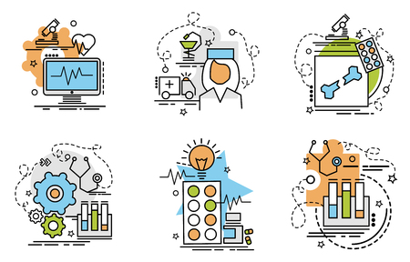 Set of outline icons of Diagnostic.
Colorful icons for website, mobile, app design and print.のイラスト素材
