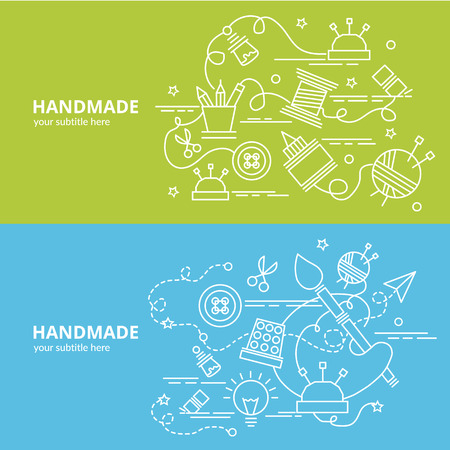 Flat colorful design concept for Handmade. Infographic idea of making creative products.
Template for website banner, flyer and poster.のイラスト素材