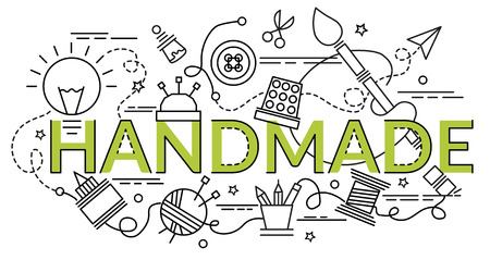 Flat colorful design concept for Handmade. Infographic idea of making creative products.
Template for website banner, flyer and poster.のイラスト素材