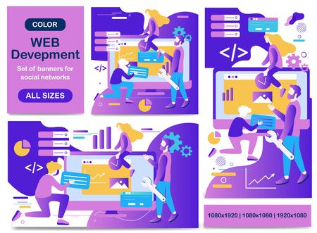 Set of banners for social networks. Template for creative flyer or post on the topic Web Development.

All sizes of posts for a social media: square, rectangle, story. Vector illustration.

のイラスト素材