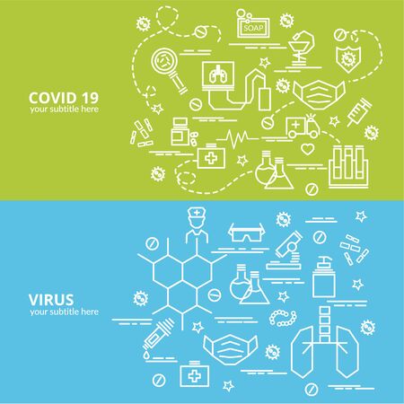 Flat colorful design concept for Covid-19. Infographic idea of making creative products. Template for website banner, flyer and poster.のイラスト素材
