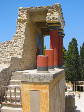 Crete, Greece, September 15, 2023, The Historic Remains of the Ancient Building at the Archaeological Site of Knossos, Heraklion, Crete Island of Greeceの写真素材