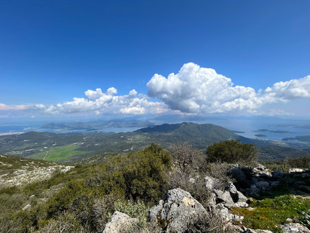 beautiful nature in Greece. Mountains and forests. Beautiful picture of outdoor recreation, clean airの写真素材