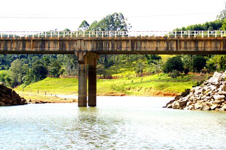 Bridge on river Natividade da Serra cityの写真素材