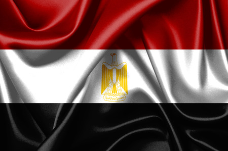 Closeup of the flag of Egyptの写真素材