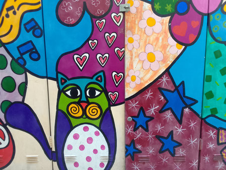 Colorful street art graffiti on a wall. Urban Contemporary Culture.の写真素材