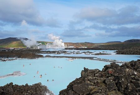 Iceland Blue Lagoon with big view of the poolのeditorial素材