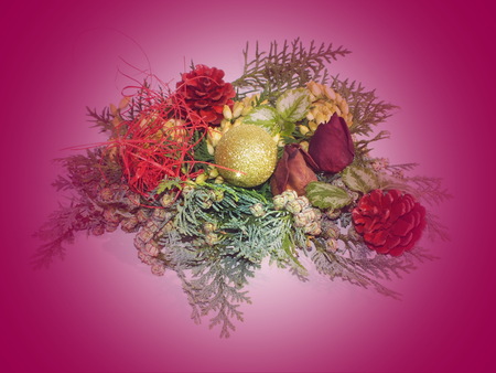 background with Christmas decoration from natural materialsの写真素材