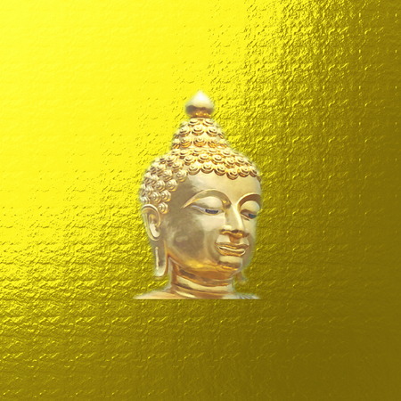 with a fine brush painted golden buddha on colored backgroundの写真素材