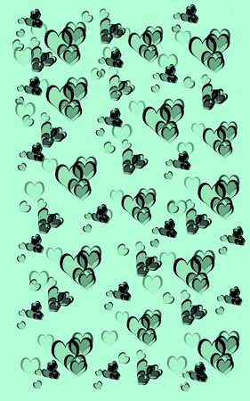 lots of small hearts digitally painted into a modern pattern