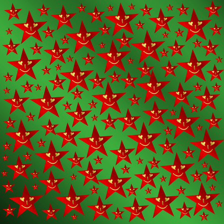red, stars, face, laugh, smile, gold, pattern, colorful, christmas, motive,の写真素材