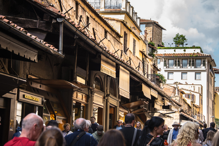 The Ponte Vecchio Old Bridge in Florence, Italyのeditorial素材