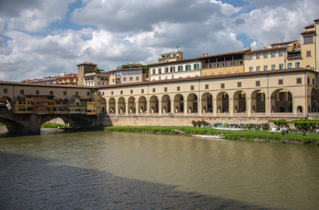 The Ponte Vecchio Old Bridge in Florence, Italyの写真素材