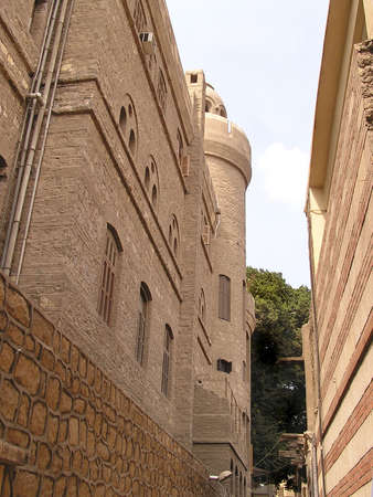 houses and narrow street of Coptic area in old Cairo, Egypt, Africaの写真素材