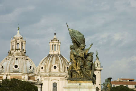 Bronze statue of the unknown soldier front of  Victor Emmanuel II monument  also calledの写真素材