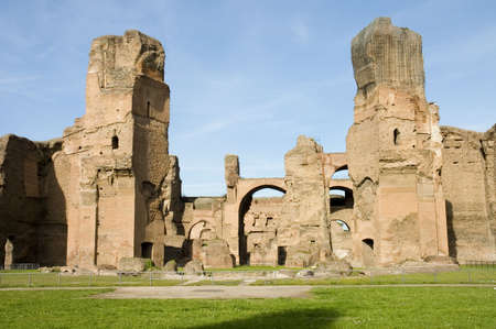 Thermae of Caracalla or Baths of Caracalla, ancient roman public baths and leisure centre,  Rome, Italyの写真素材
