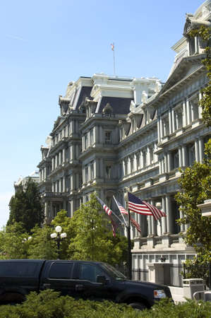 side view of The Old Executive Office Building next to the White House in Washington DC. offices of the Vice President and other government officialsの写真素材