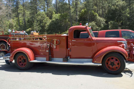 antique firefighters truck 1940's year,  on parade in Californiaの写真素材
